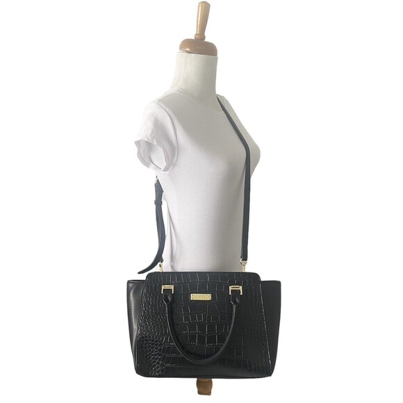 ANNE KLEIN Black Cocodrile Faux FLeather Tote Handbag Shoulder Strap New /no Tag - Picture 6 of 14